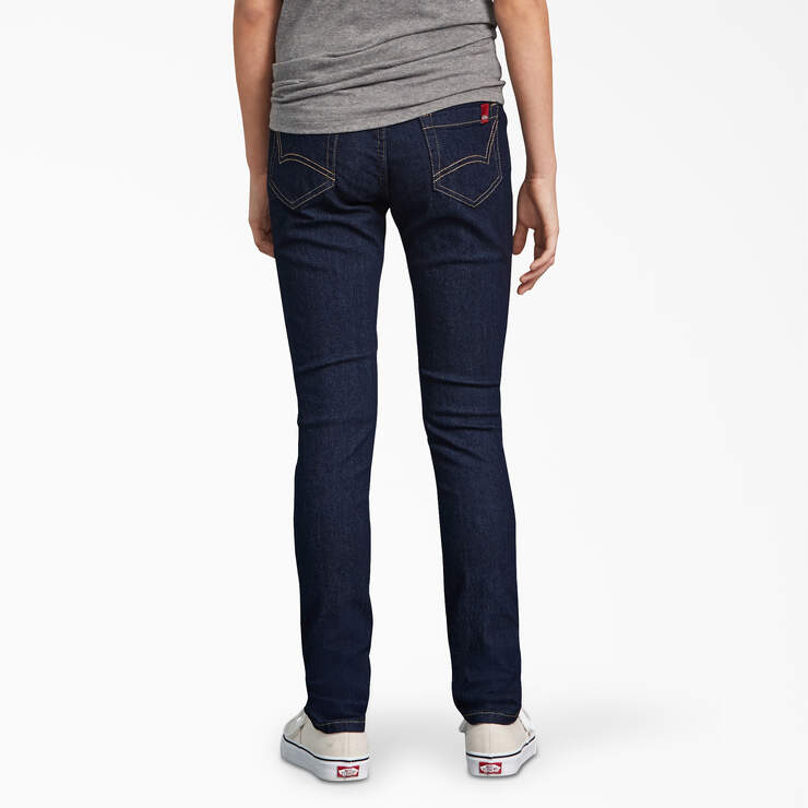 Girls' Super Skinny Fit Denim Jeans, 7-16 - Rinsed Indigo Blue (RNB) image number 2