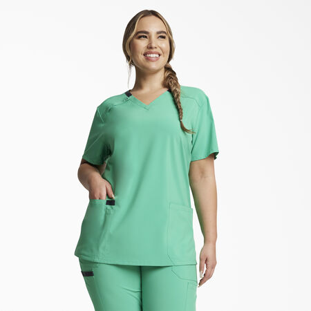 Women&#39;s EDS Essentials V-Neck Scrub Top - Emerald Ocean &#40;EDC&#41;