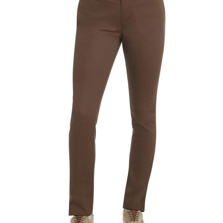 Dickies Girl Juniors' Skinny Leg Everyday Pants - Chocolate Brown (CB) image number 1