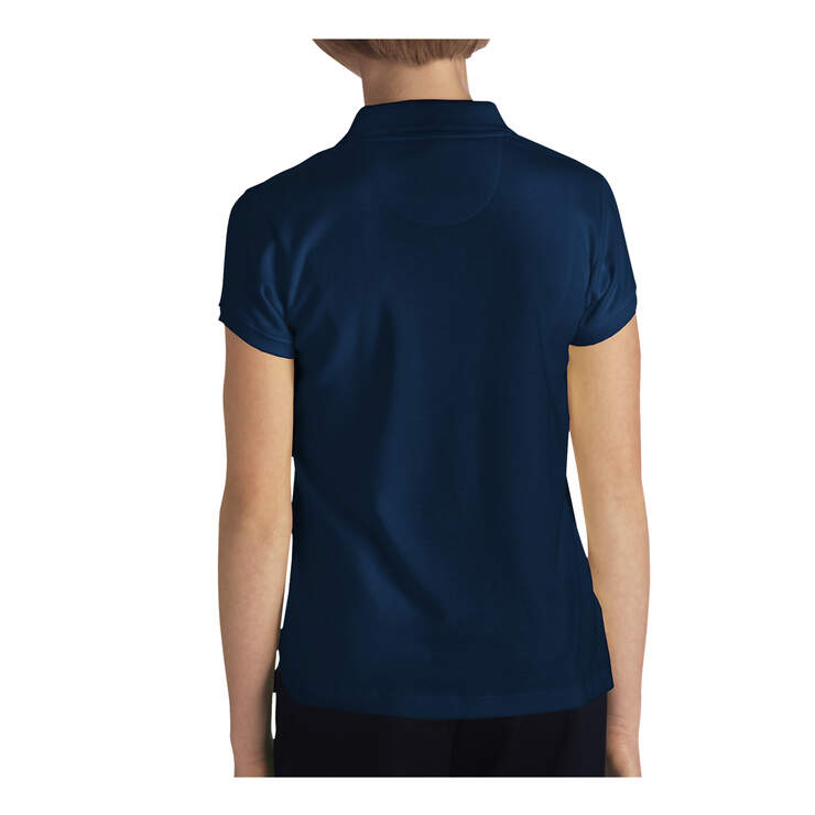 Girls' Short Sleeve Interlock Polo Shirt - Dark Navy (DN) image number 2