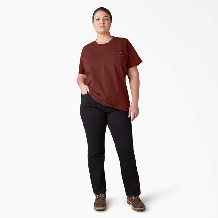 Women's Plus Heavyweight Short Sleeve Pocket T-Shirt - Fired Brick (IK9) image number 5