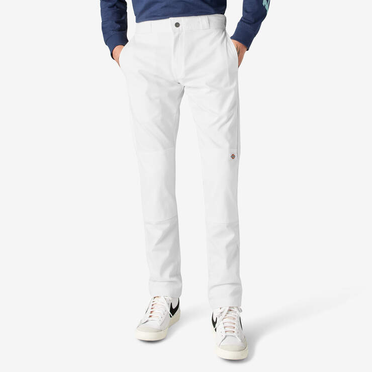Skinny Fit Double Knee Work Pants - White (WH) image number 1