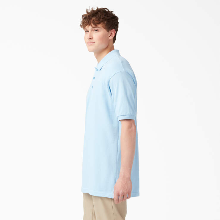 Adult Size Piqué Short Sleeve Polo - Light Blue (LB) image number 3