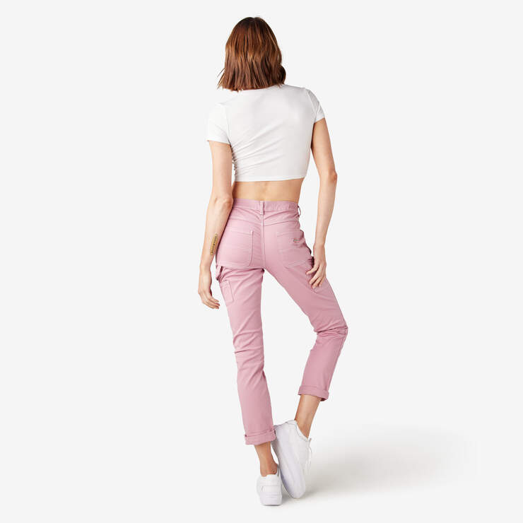 Women's Slim Straight Fit Roll Hem Carpenter Pants - Foxglove (F2G) image number 6