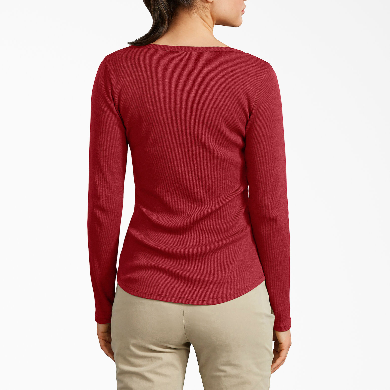 Women's Long Sleeve Henley Shirt Aged Brick Red XL| Women's Tops | Dickies