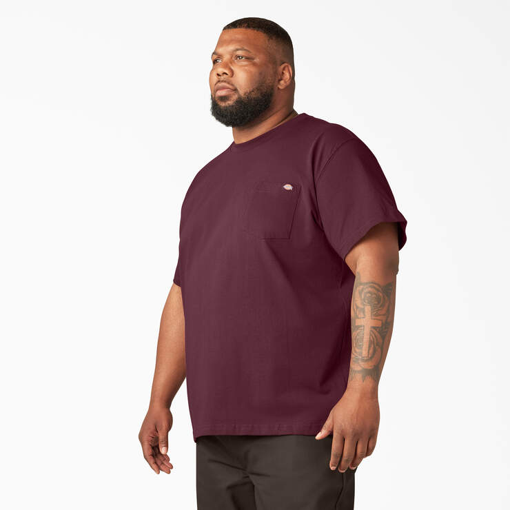 Heavyweight Short Sleeve Pocket T-Shirt - Burgundy (BY) image number 7