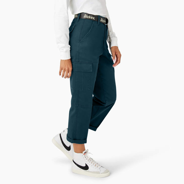 Women's Relaxed Fit Cropped Cargo Pants - Reflecting Pond (YT9) image number 4