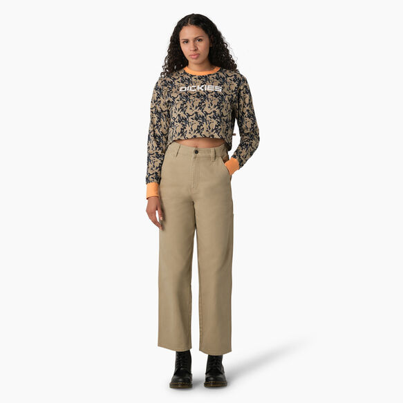 Women&#39;s Long Sleeve Camo Cropped T-Shirt - Desert Sand Glitch Camo &#40;DHD&#41;
