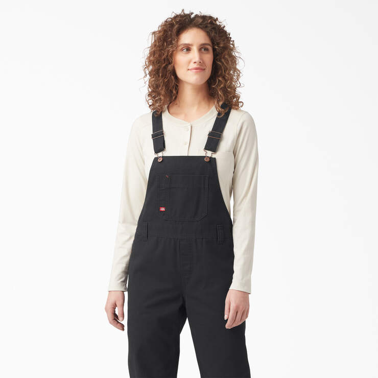 Women's Relaxed Fit Bib Overalls - Rinsed Black (RBK) image number 4
