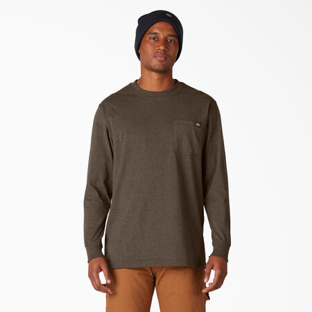 Long Sleeve Heathered Heavyweight Crew Neck T-Shirt - Chocolate Heather &#40;CTH&#41;
