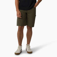 Hickory Stripe Carpenter Shorts, 11" - Military Green Hickory Stripe (HSY)