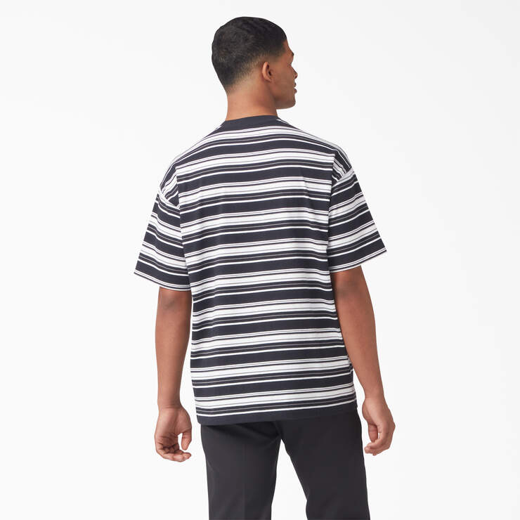 Relaxed Fit Striped Pocket T-Shirt - Black Variegated Stripe (BSA) image number 2