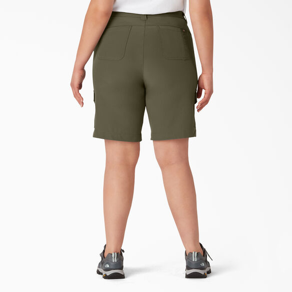 Women&#39;s Plus Cooling Slim Fit Cargo Shorts, 10&quot; - Military Green &#40;ML&#41;