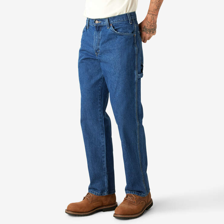 Relaxed Fit Heavyweight Carpenter Jeans - Stonewashed Indigo Blue (SNB) image number 3