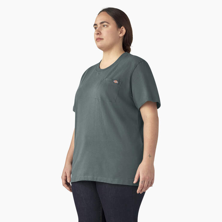 Women's Plus Heavyweight Short Sleeve Pocket T-Shirt - Lincoln Green (LN) image number 3