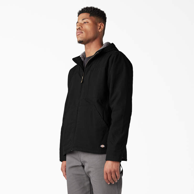 Duck Canvas High Pile Fleece Lined Jacket - Rinsed Black (RBKX) image number 3