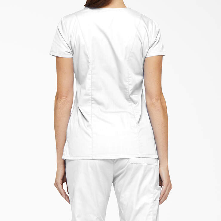 Women's EDS Signature V-Neck Scrub Top - White (DWH) image number 2