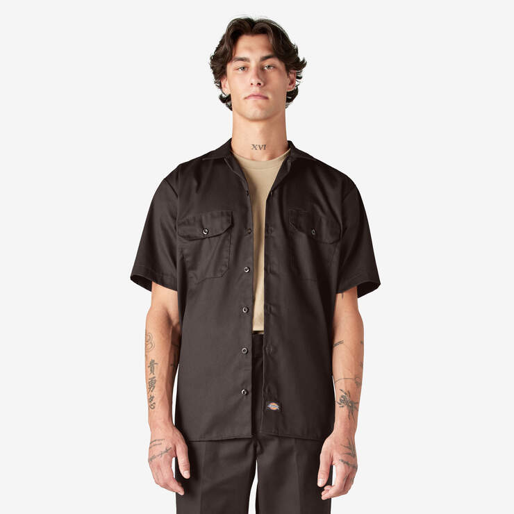 Short Sleeve Work Shirt - Dark Brown (DB) image number 1