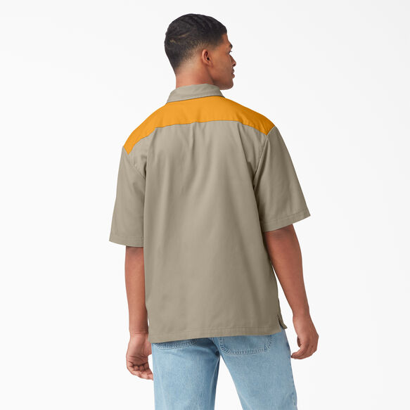 Mixed Media Zip Front Short Sleeve Work Shirt - Desert Sand/Radiant Yellow &#40;CBO&#41;