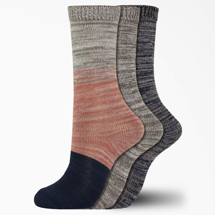 Women's Soft Marl Crew Socks, Size 6-9, 3-Pack - Pink (PK) image number 1