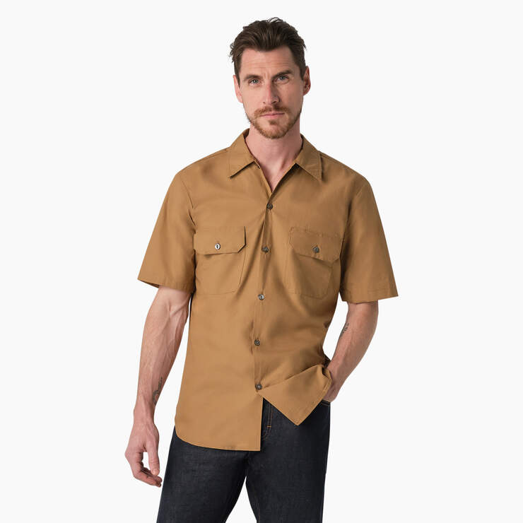 Dickies 1922 Short Sleeve Work Shirt - Rinsed Maple (RMA) image number 1