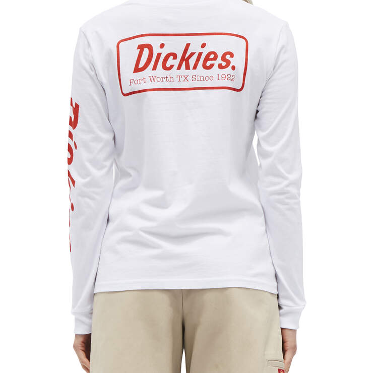 Dickies Girl Juniors' Logo Long Sleeve T-Shirt - Logo Red White (GD) image number 2