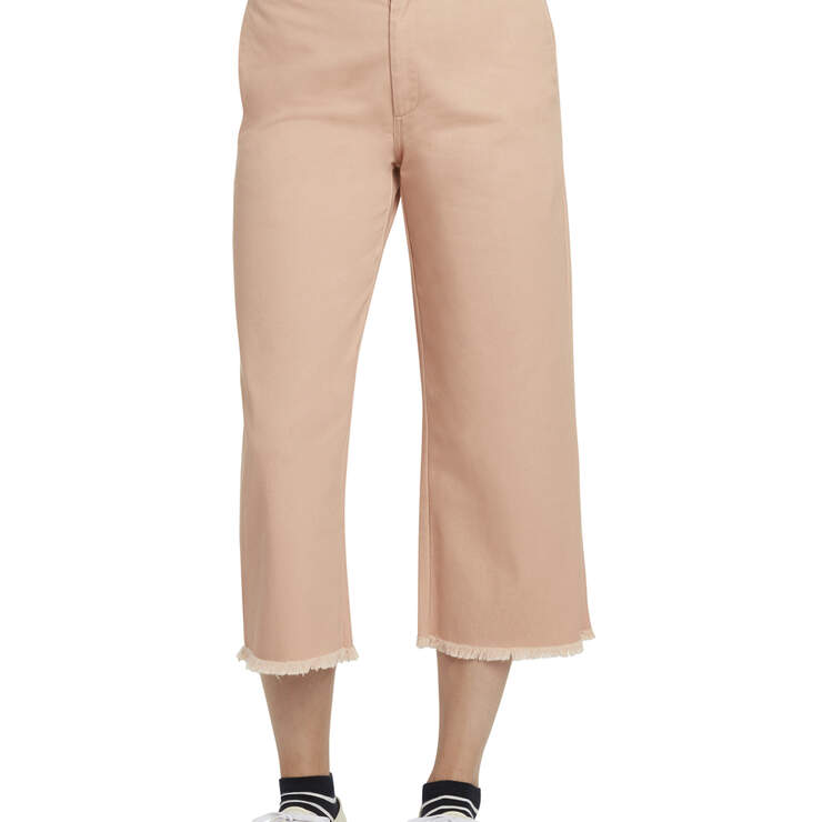 Dickies Girl Juniors' Freyed Hem 23" High Rise Work Cropped Pants - Blush Pink (SH) image number 1