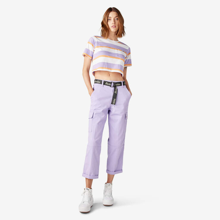 Women's Relaxed Fit Cropped Cargo Pants - Purple Rose (UR2) image number 5