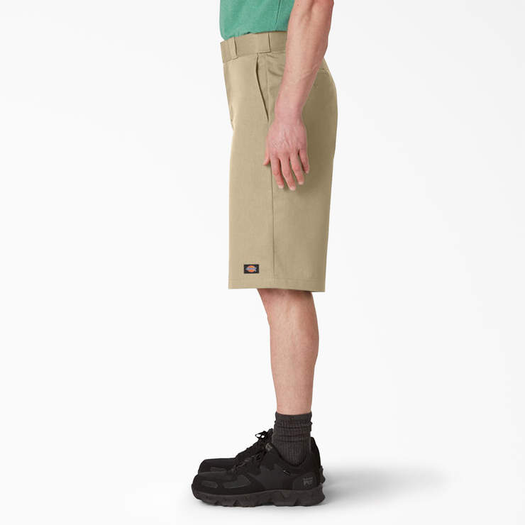 Loose Fit Flat Front Work Shorts, 13" - Khaki (KH) image number 3