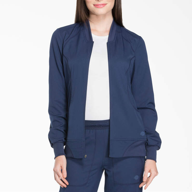 Women's Dynamix Zip Front Scrub Jacket - Navy Blue (NVY) image number 1