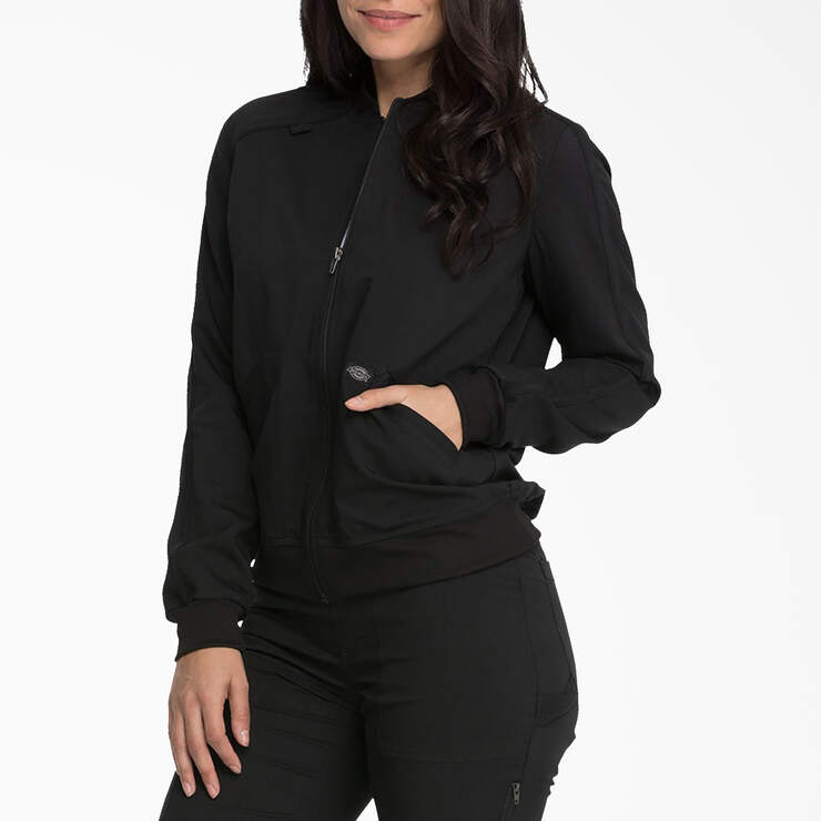 Women's Balance Zip Front Scrub Jacket - Black (BLK) image number 3