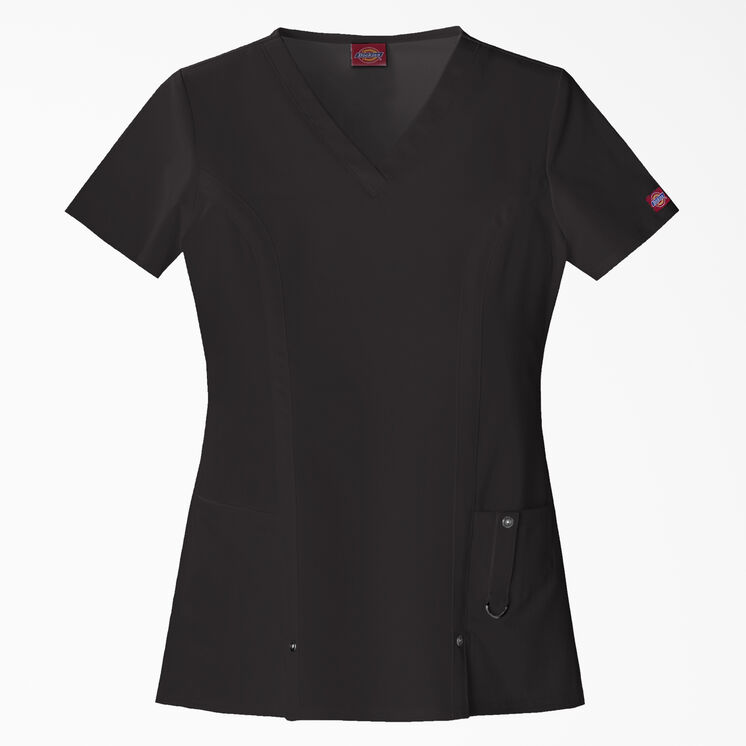 Women's Xtreme Stretch V-Neck Scrub Top - Black (BLK)