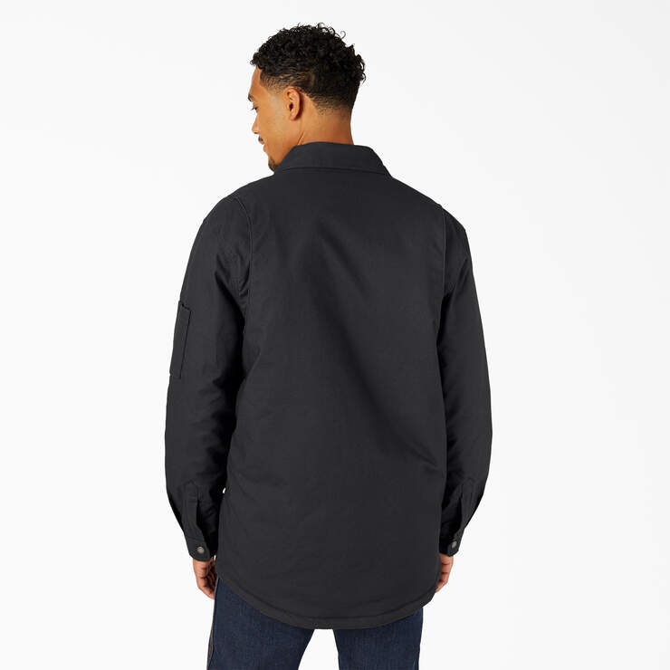 Water Repellent Fleece-Lined Duck Shirt Jacket - Black (BK) image number 2