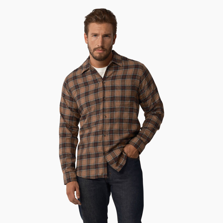 Dickies 1922 Long Sleeve Shirt - Rinsed Khaki and Gray Plaid &#40;RXKY&#41;