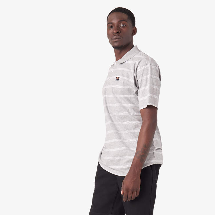 Dickies Skateboarding Striped Short Sleeve Polo - Heather Gray Stripe (HGT) image number 3