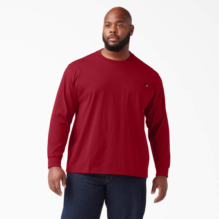 Heavyweight Long Sleeve Pocket T-Shirt - English Red (ER) image number 4