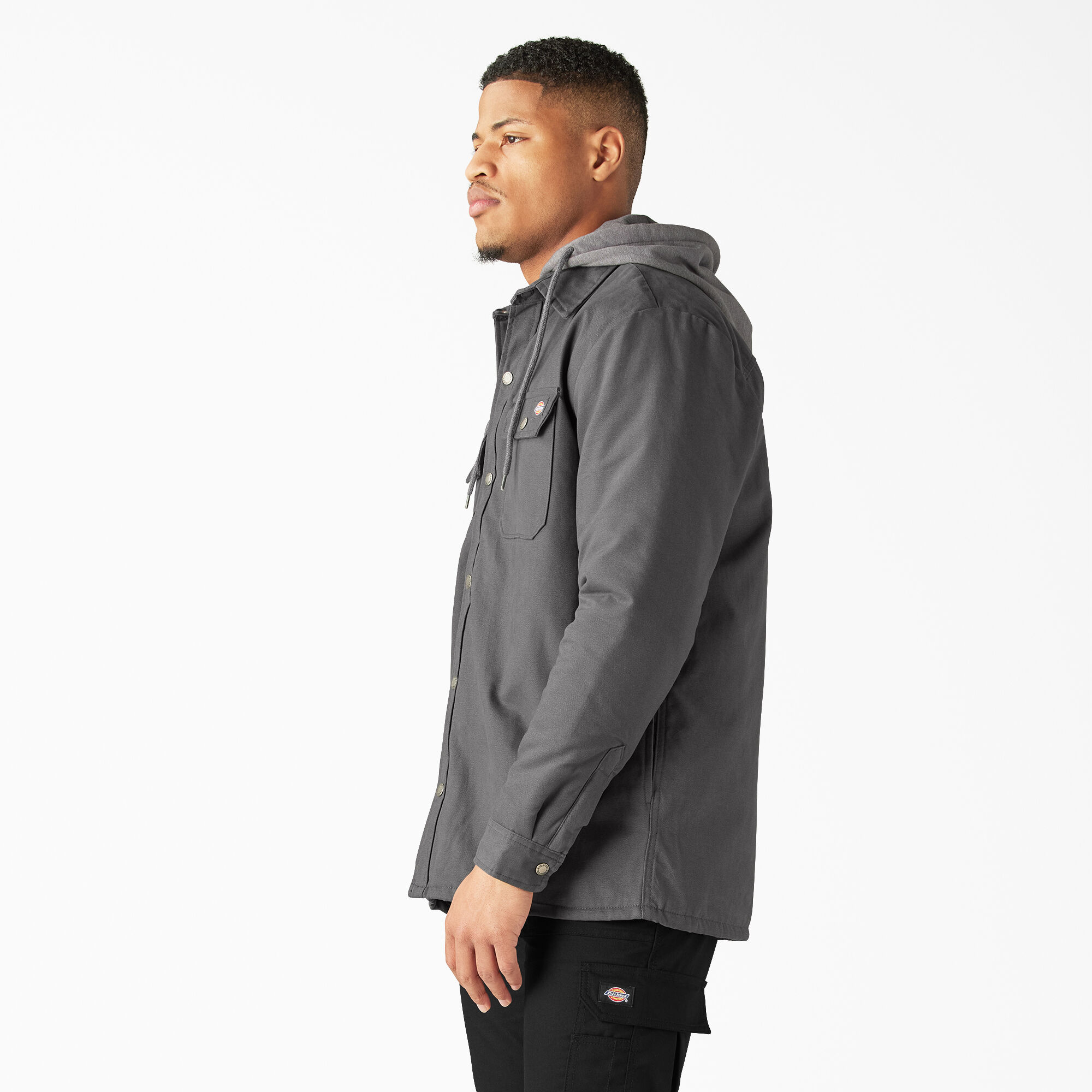 Dickies men's relaxed fit hooded duck quilted shirt jacket best sale