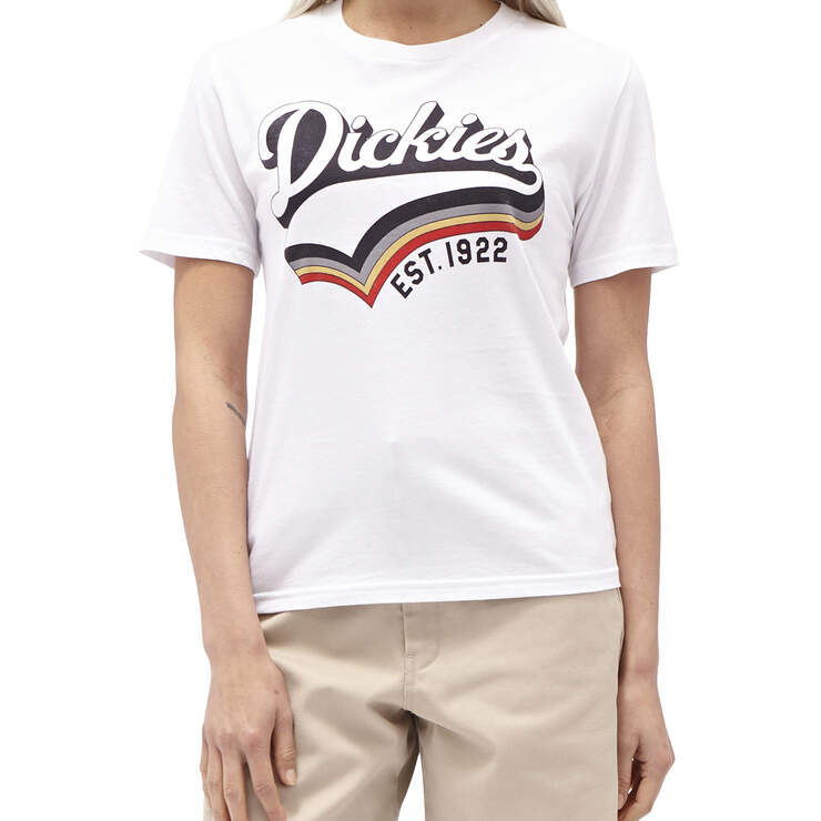 Dickies Girl Juniors' Vintage Retro Screen Short Sleeve T-Shirt - White (WHT) image number 1