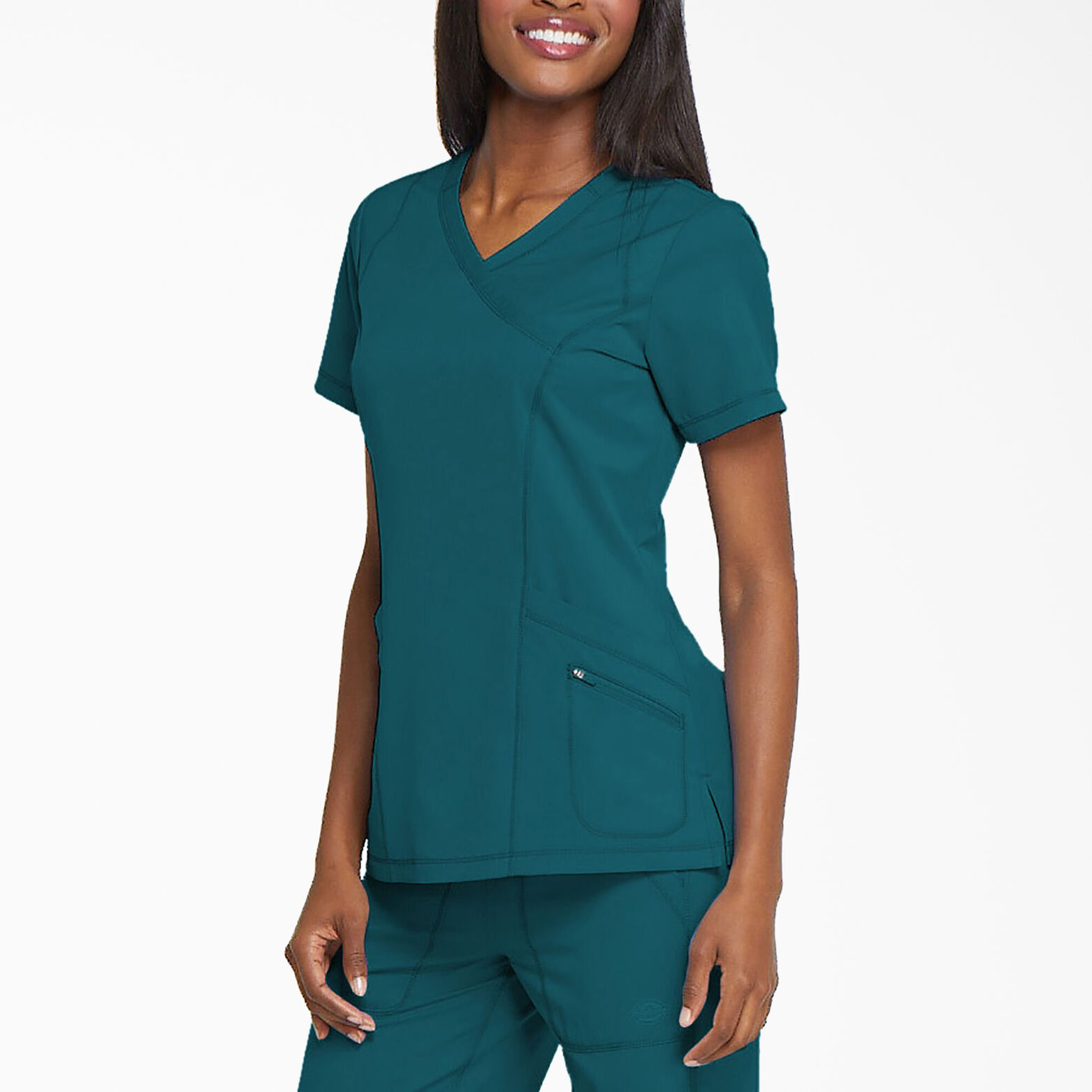 Women's Dynamix Mock Wrap Top , Caribbean Blue XL Women's Scrubs