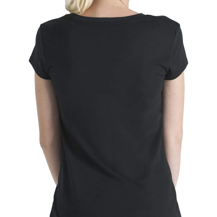 Dickies Girl Juniors' Short Sleeve V-Neck T-Shirt - Black (BLK) image number 2