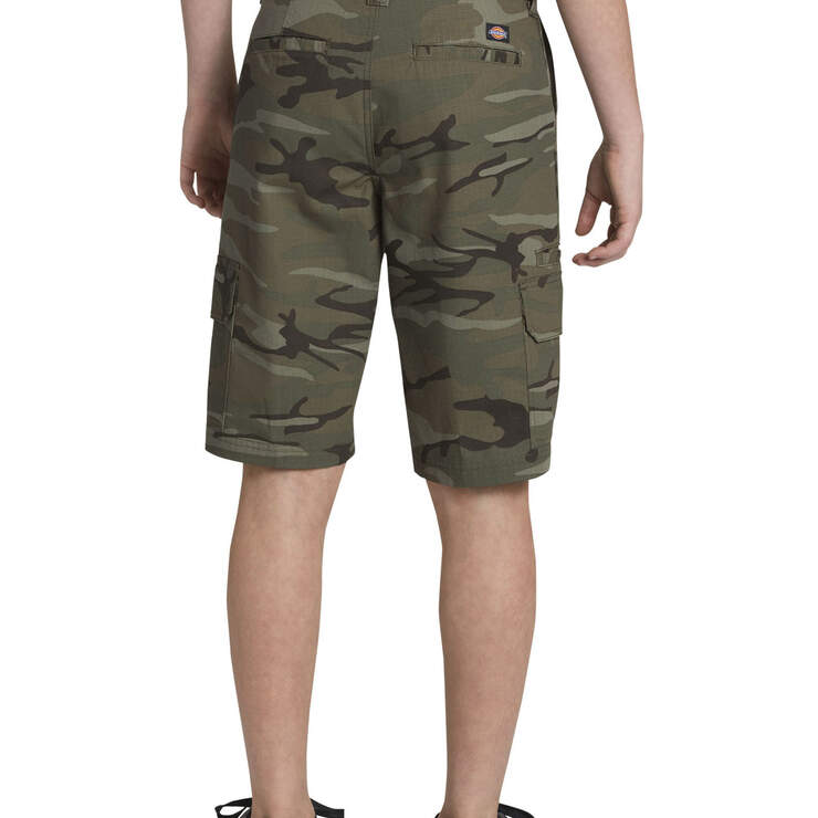 Boys' Relaxed Fit Camo Ripstop Cargo Shorts, 8-18 - Rinsed Light Green Camo (RLGC) image number 2