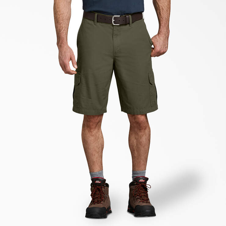 Relaxed Fit Ripstop Cargo Shorts, 11" - Rinsed Moss Green (RMS) image number 1