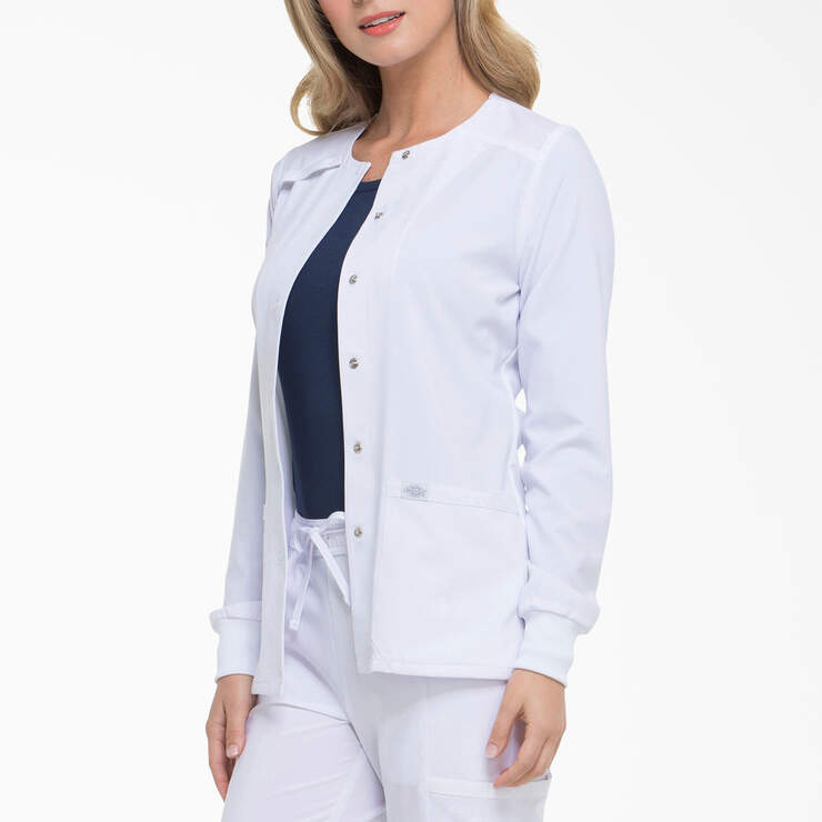 Women's EDS Essentials Snap Front Scrub Jacket - White (DWH) image number 3