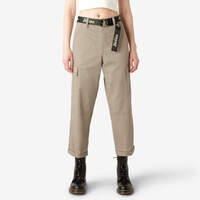 Women's Relaxed Fit Cropped Cargo Pants - Desert Sand (DS)