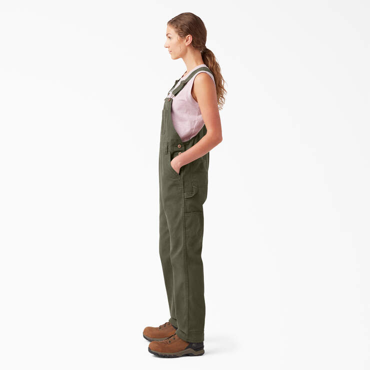 Women's Relaxed Fit Bib Overalls - Rinsed Moss Green (RMS) image number 3