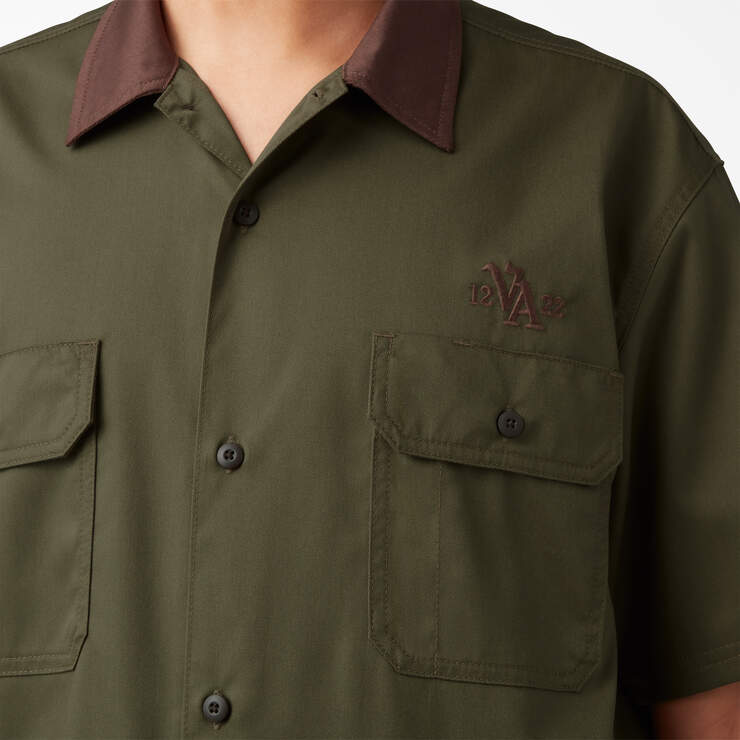Vincent Alvarez Block Collar Work Shirt - Military Green (ML) image number 5
