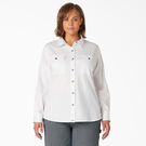 Women&#39;s Plus Long Sleeve Roll-Tab Work Shirt - White &#40;WH&#41;