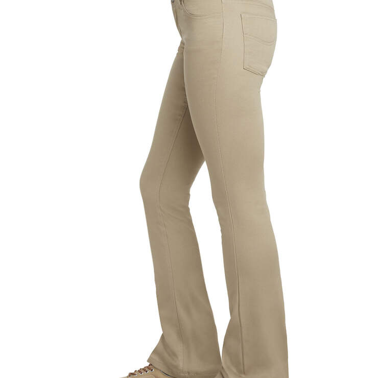 Dickies Girl Juniors' 5-Pocket Straight Leg Pants - Khaki (KHA) image number 3