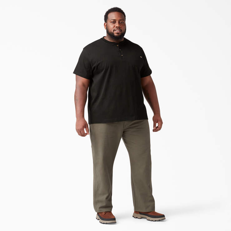 Heavyweight Short Sleeve Henley T-Shirt - Black (BK) image number 8