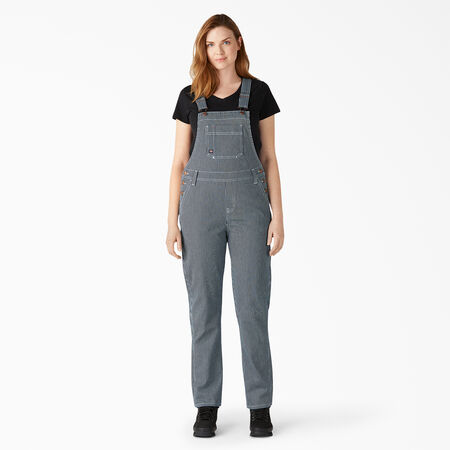Women&rsquo;s Hickory Stripe Boyfriend Fit Bib Overalls - Stonewashed Hickory Stripe &#40;SHS&#41;